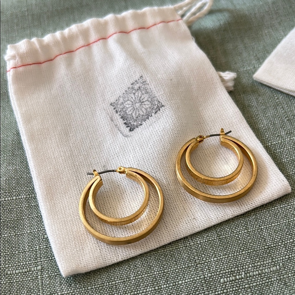 Gold Double Hoop Earrings with Layered Design